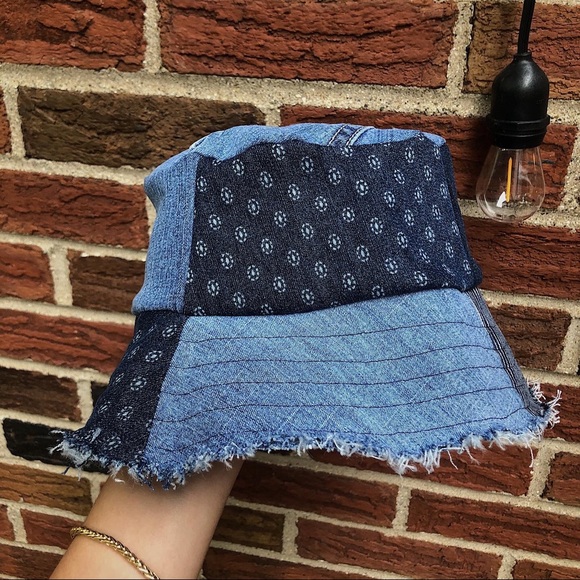 Handmade patchwork denim bucket hat - Picture 5 of 5